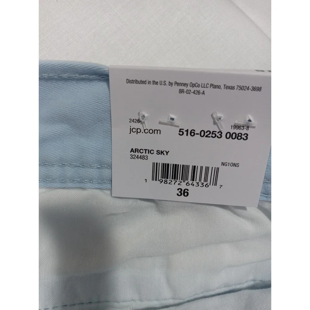 St John's Bay‎ Chino Shorts Men 36 Blue Comfort Stretch Flat Front